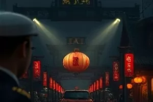 都市治愈剧初雪落进咖啡杯的雪夜街景画面